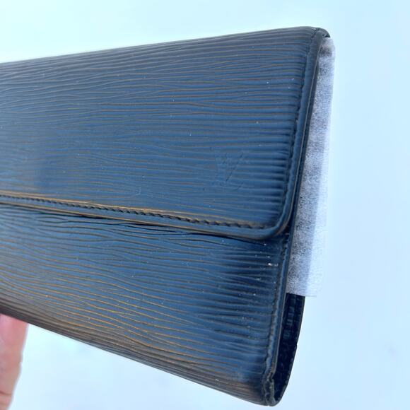 Louis Vuitton Epi Porte Tresor Black Wallet Tri-Fold Vintage Leather Designer LV - Picture 2 of 12